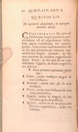 Quaestio LIV. De cognitione Angelorum, in quinque articulos divisa.