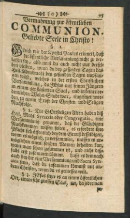 Vermahnung zur öffentlichen Communion