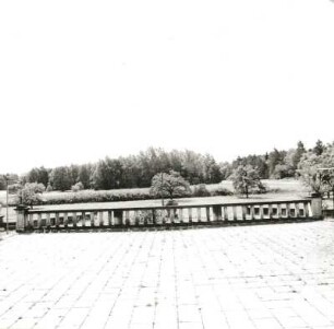 Bärenklau (Landkreis Spree-Neiße). Schloss (1928-1929). Schlosspark. Blick von der Terrasse