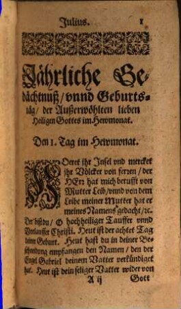 Himmels-Cron, Das ist: Gantz andächtige Gebett, zu allen lieben Heiligen Gottes, vmb jhr getrewe Hülff vnd Fürbitt, sonderlich in letsten Zeiten vnd Sterbstündlein zuerlangen vor dem Thron Gottes gericht auff alle vnnd jede Tag deß gantzen Jahrs, 2