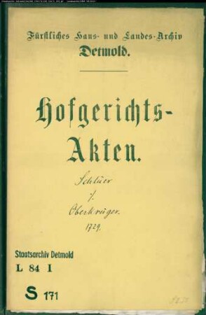 Schlüer, Hermann zu Heidenoldendorf gegen Johann Oberkrüger zu Heidenoldendorf - Schuldforderung