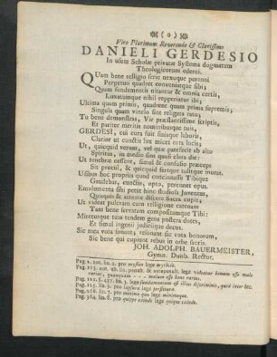 Viro Plurimum Reverendo & Clarissimo Daniele Gerdesio