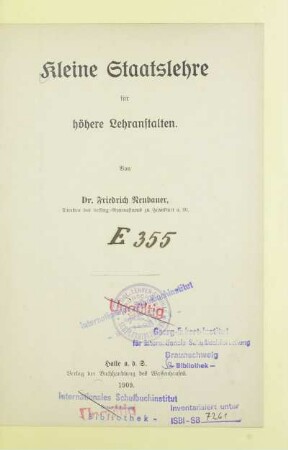 Kleine Staatslehre : für höhere Lehranstalten