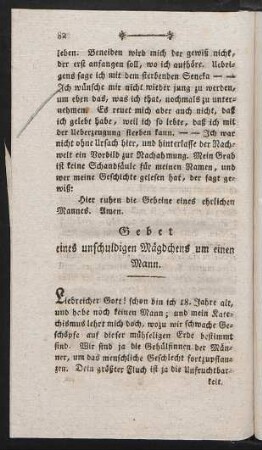 Gebet eines unschuldigen Mägdchens um einen Mann.