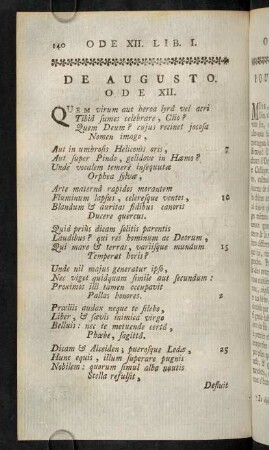 140-161, Ad Augusto. Ode XII.; Remarques Sur L'Ode XII.; Notes Sur L'Ode XII.