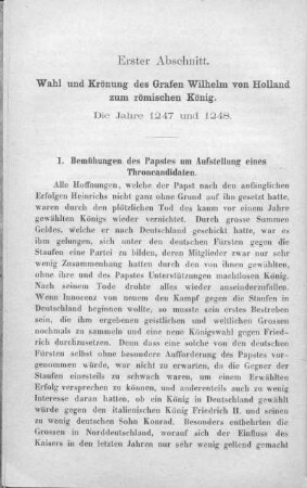 Erster Abschnitt Wahl und Krönung des Grafen Wilhelm von Holland zum römischen König Die Jahre 1247 und 1248