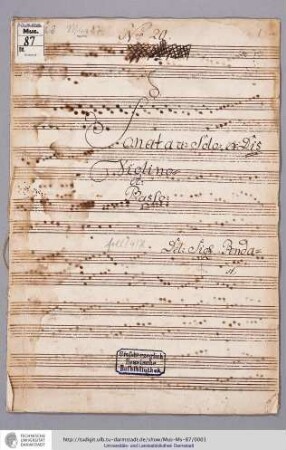 Benda, Franz: Sonata ex Dis. Violino et Basso