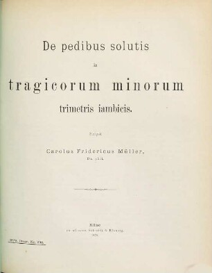 De pedibus solutis in tragicorum minorum trimetris iambicis