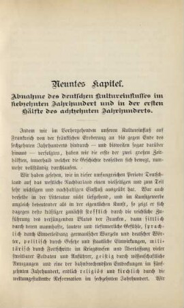Neuntes Kapitel. Abnahme des deutschen Kultureinflusses im siebzehnten Jahrhundert und in der ersten Hälfte des achtzehnten Jahrhunderts