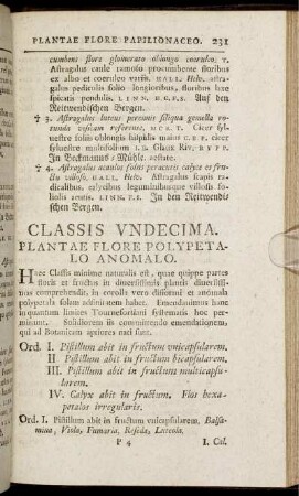 Classis Undecima. Plantae Flore Polypetalo Anomalo.