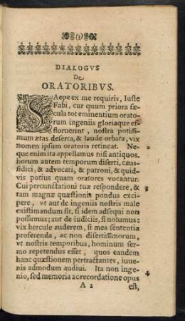 Dialogus De Oratoribus.