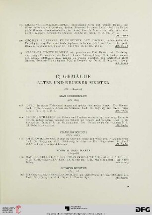 C) Gemälde Alter und Neuerer Meister (Nr. 108-122)