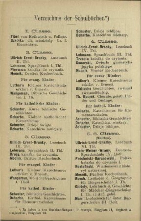 Verzeichnis der Schulbücher