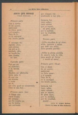 Amor que muere : (Vals criollo)