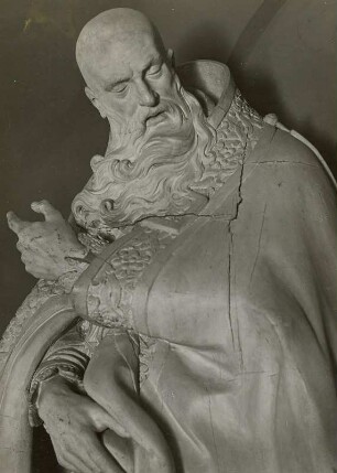 Der heilige Augustinus : Balthasar Permoser (1651-1732): Heiliger Augustinus. Holz, weiß gefaßt: H. ca. 2,50 m