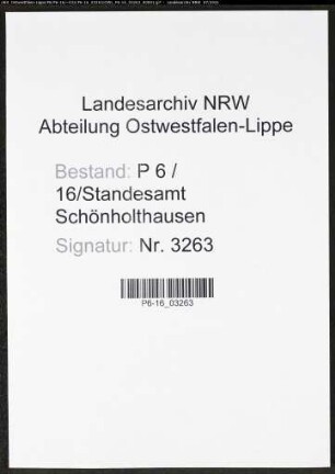 Heiratsregister Standesamt Schönholthausen