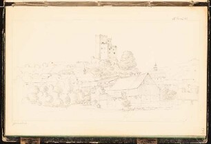 Skizzenbuch: Stadtansicht Saarburg (?): Perspektivische Ansicht