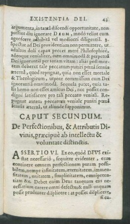 Caput Secundum. De Perfectionibus, & Attributis Divinis, praecipue ab intellectu & voluntate distinctis.