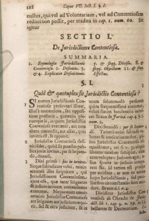 Sectio I. De Jurisdictione Contentiosa.