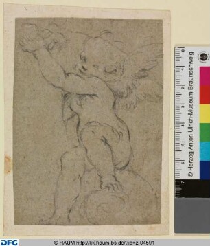 Studie eines Putto, der eine Taube in den Händen hält