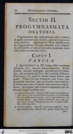 Sectio II. Progymnasmata Oratoria.