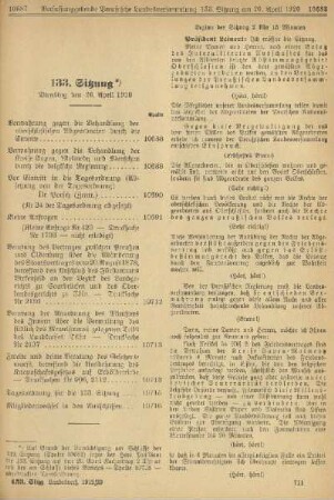 133. Sitzung. Dienstag den 20. April 1920
