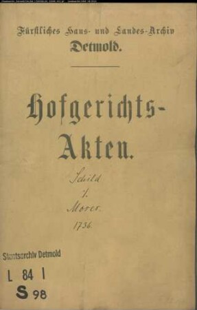 Schild, Friedrich Deppe gegen Aron Moses - Schuldforderung
