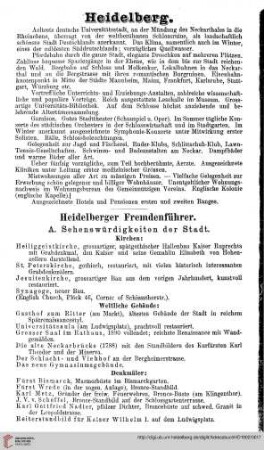 Fremdenführer für Heidelberg und Umgegend