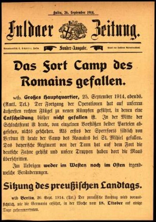 Ausgabe vom Samstag, den 26. September 1914.