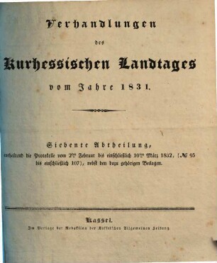 Verhandlungen des Kurhessischen Landtages. 1831,7. - S. 1342 - 1577