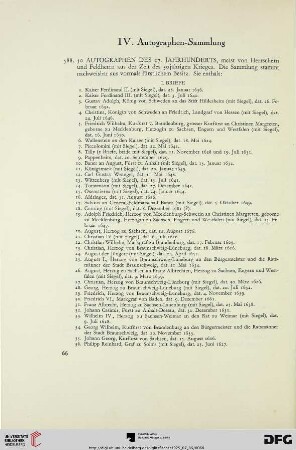 IV. Autographen-Sammlung (Nr. 588)