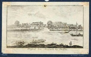 Die Fähranlegestelle in Blasewitz bei Dresden, Blick von Wachwitz über die Elbe, Blatt Teil einer Reihe Dresdner Stadtansichten und sächsischer Ortsansichten von Schlitterlau um 1770