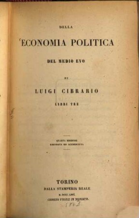 Della economia politica del Medio Evo : libri tre