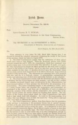 British Burma. Revenue department no. 322-90. (Census.)