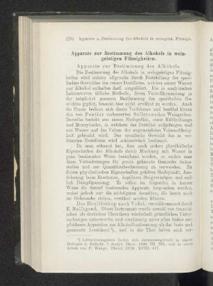 Apparate zur Bestimmung des Alkohols in weingeistigen Flüssigkeiten.