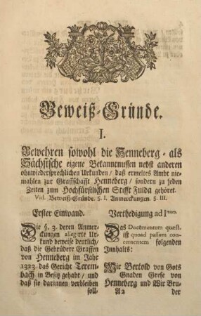 Beweiß-Gründe.