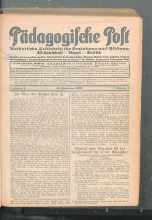 Zur Wahl des Papstes Pius XI.