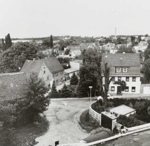 Taucha (Kreis Leipzig), Blick vom Gutshaus auf Heinrich-Zille-Winkel/Kirchstraße