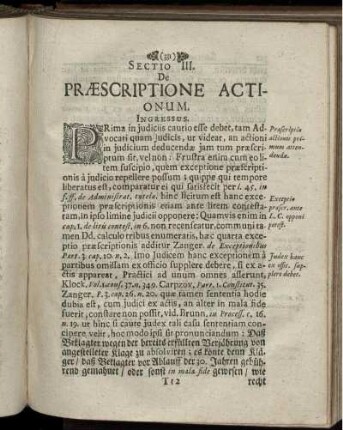 Sectio III. De Praescriptione Actionum
