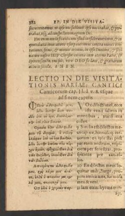 Lectio In Die Visitationis Mariae: Cantici Canticorum cap. II. a v. 8. usque ad finem capitis.