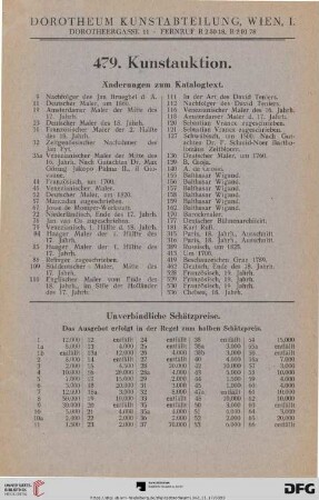 Unverbindliche Schätzungspreise