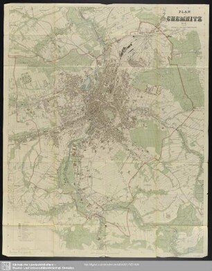 Karte : Plan von Chemnitz 1912