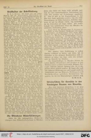 Briefkasten der Schriftleitung