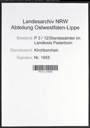 Sterberegister Standesamt Kirchborchen