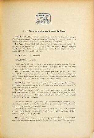 Armorial du Premier Empire : Titres, majorats et armoiries concédés par Napoléon Ier, I