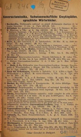 Oskar Gerschel, Buch-Antiquariat, Antiquariats-Katalog : (Bücher-Cataloge), 57