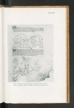 Tafel XXX Abb. 52. Hercules tötet den Diomedes (nach Reg. Lat. 1290, Bl. 7 r) Abb. 53. Hercules tötet den Entheus (nach Reg. Lat. 1290, Bl. 7 r)