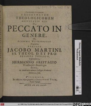 De Peccato In Genere
