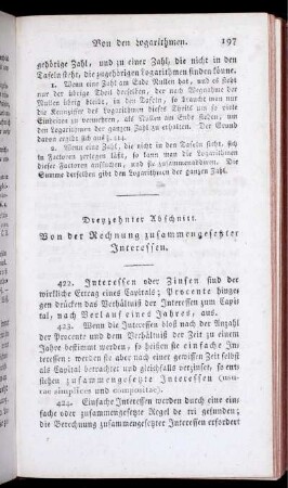 Dreyzehnter Abschnitt. Von der Rechnung zusammengesetzter Interessen.