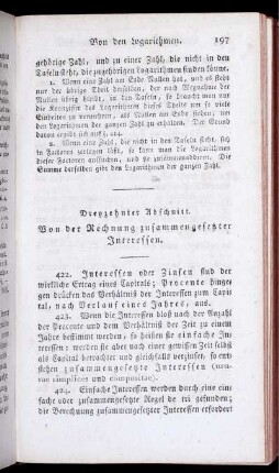Dreyzehnter Abschnitt. Von der Rechnung zusammengesetzter Interessen.
